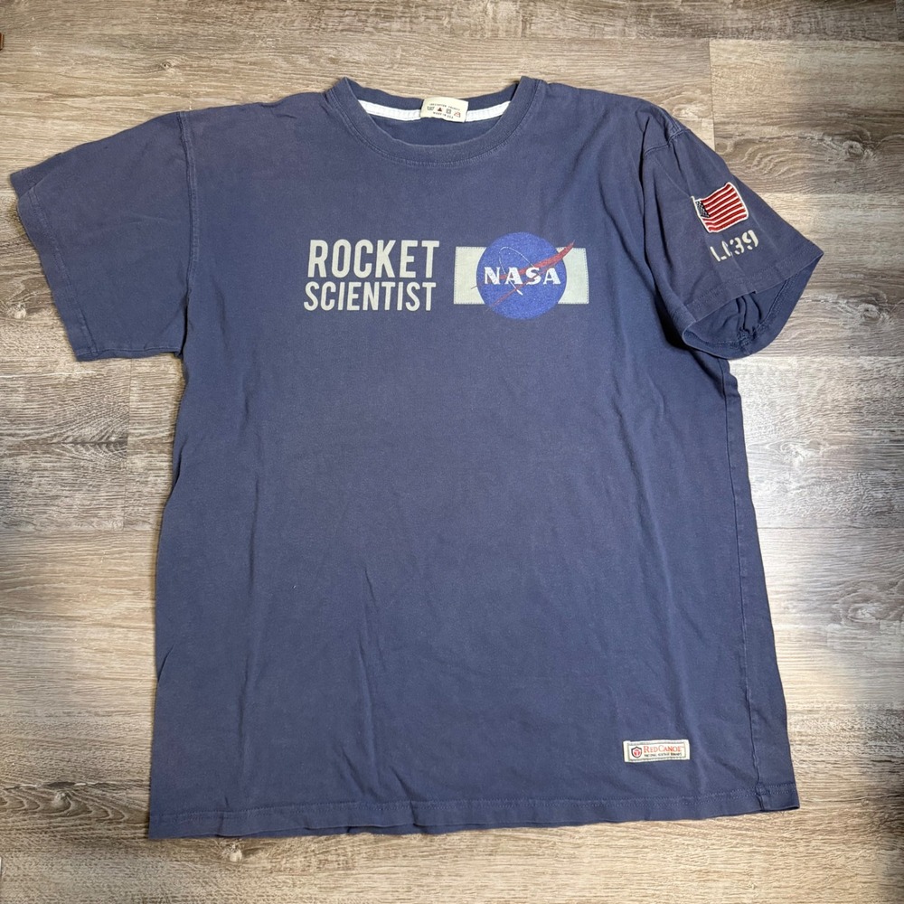Vintage NASA Rocket Scientist T-Shirt Navy Blue XXL Made in USA LC39 Patch
